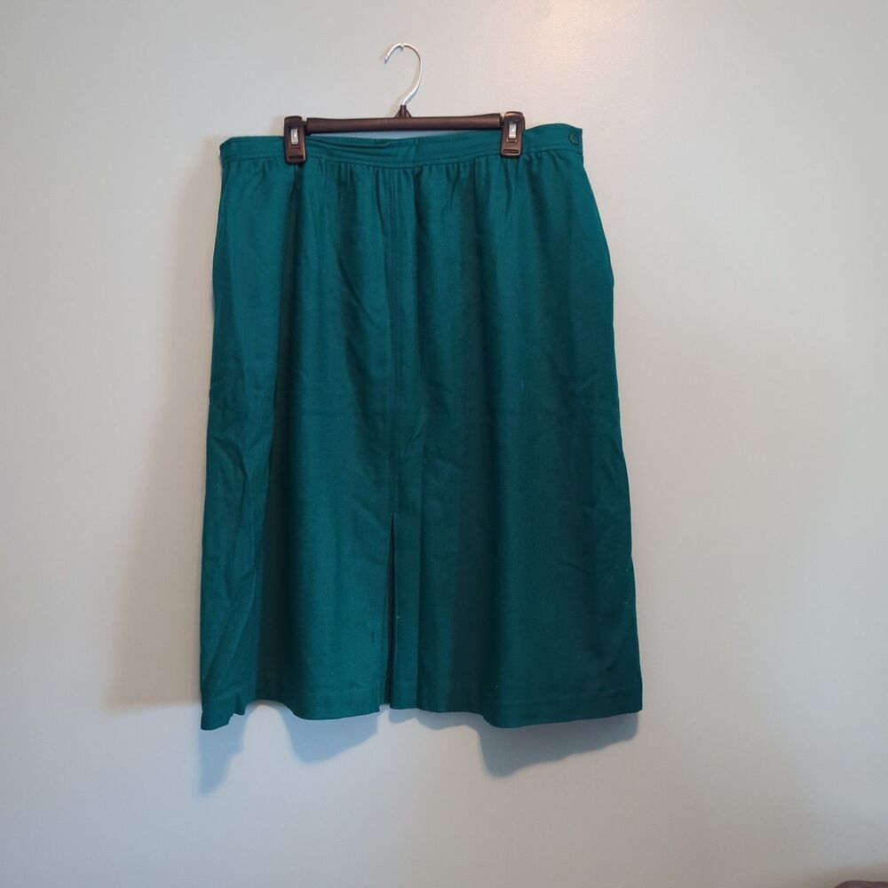 Vtg Haberdashery Personal II Midi Skirt Green Pockets Elastic Womens 1 Or 2XL